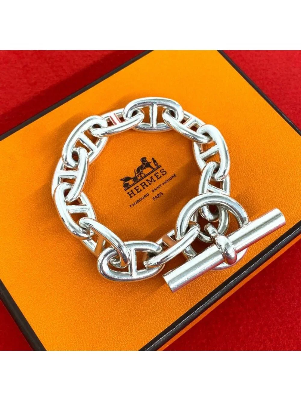 Hermes Chaine D'ancre MM 16 Koma Bracelet 925 Sterling Silver Accessory Sally